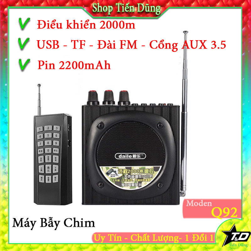 Loa máy bẫy chim Daile Q92 dùng cho bẫy chim điều khiển 2000m cao cấp với chất liệu vỏ kiêm loại siêu bền âm thanh to rõ
