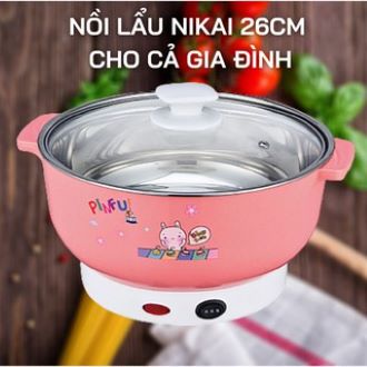 Nồi lẩu điện mini 26cm vung kính Đáy Inox - Nồi lẩu đa năng gia đình siêu tốc BẢO HÀNH 6 THÁNG, Nồi hấp hơi, nồi lớn & nồi nấu mì, Bếp ăn lẩu gia đình, Nồi lẩu cho sinh viên và dân văn phòng