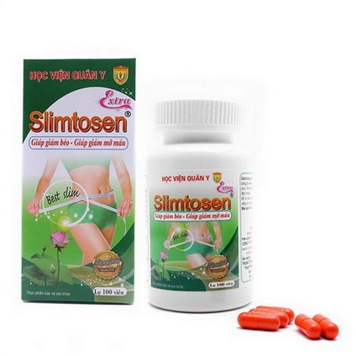 1 hộp slimtosen extra giảm cân hạ mỡ máu 100 viên - học viện quân y