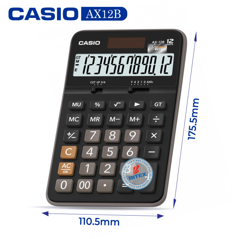 Máy tính casio ax-12b - chính hãng bitex, bảo hành 7 năm
