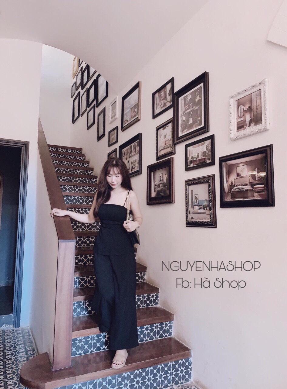 Set bộ - Set áo hai dây cột nơ lưng quần ống rộng