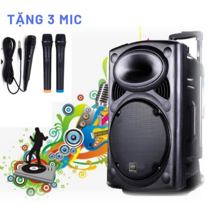 Loa bluetooth karaoke bass 30 cao cấp - tặng 3 míc