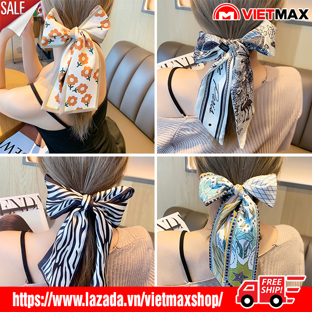 🎁 Khăn Turban Lụa Buộc Tóc Quàng Cổ Xinh Xắn Phong Cách Hàn Quốc Cho Nữ - Khăn Ruy Băng Lụa 100x8 cm