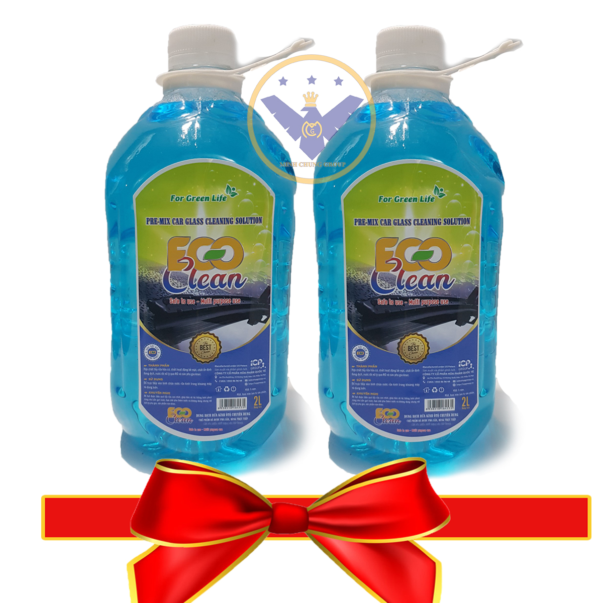 Combo 2 bình nước rửa kính ô tô siêu sạch đậm đặc eco clean bình 2l