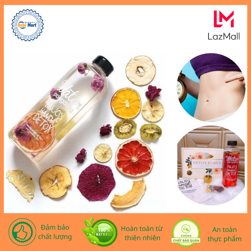 Hộp 30 Gói Trà Detox hoa quả sấy khô Robi Mart - giảm cân, giữ dáng, đẹp da - Tặng kèm bình 1000ml, đường