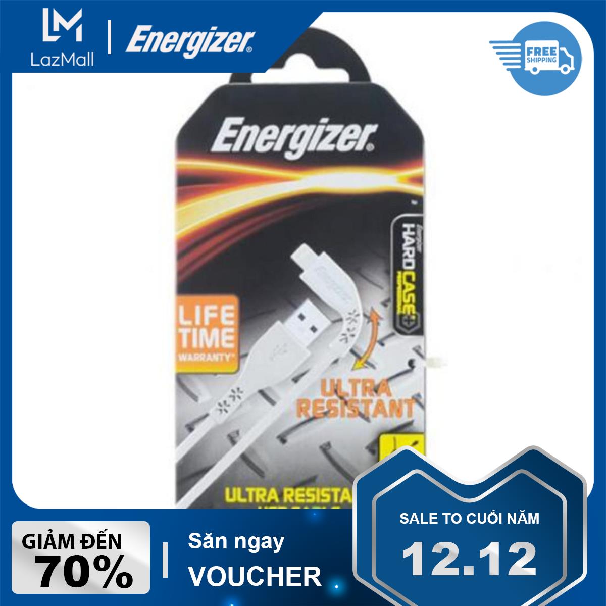 Cáp lightning lifetime warranty energizer 1.2m màu trắng - c41ubligwht