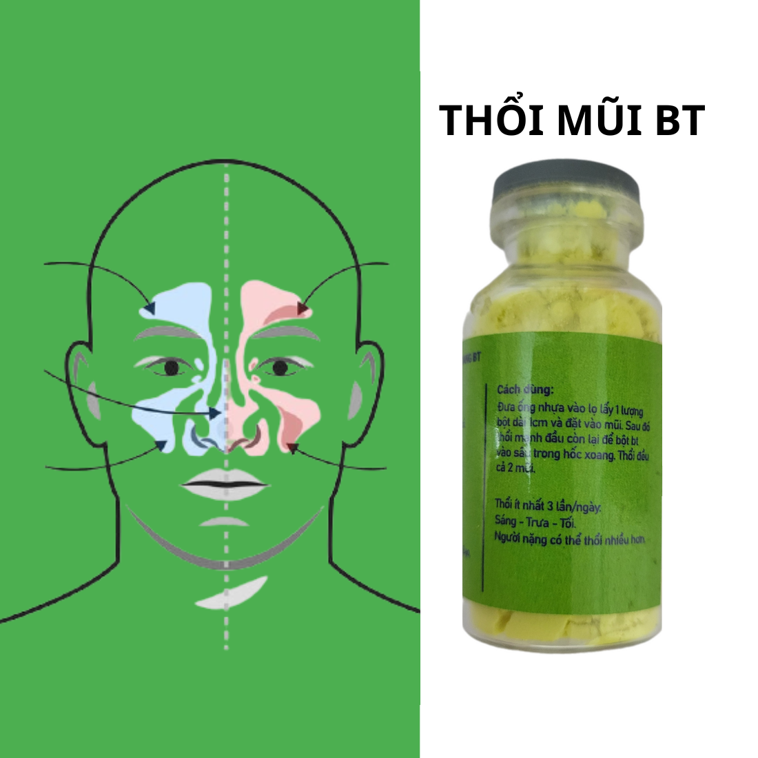 Thổi xoang bt, 1 lọ thổi viêm xoang mũi, hỗ trợ viêm xoang mũi thành phần tự nhiên có sẵn 1 dây thổi