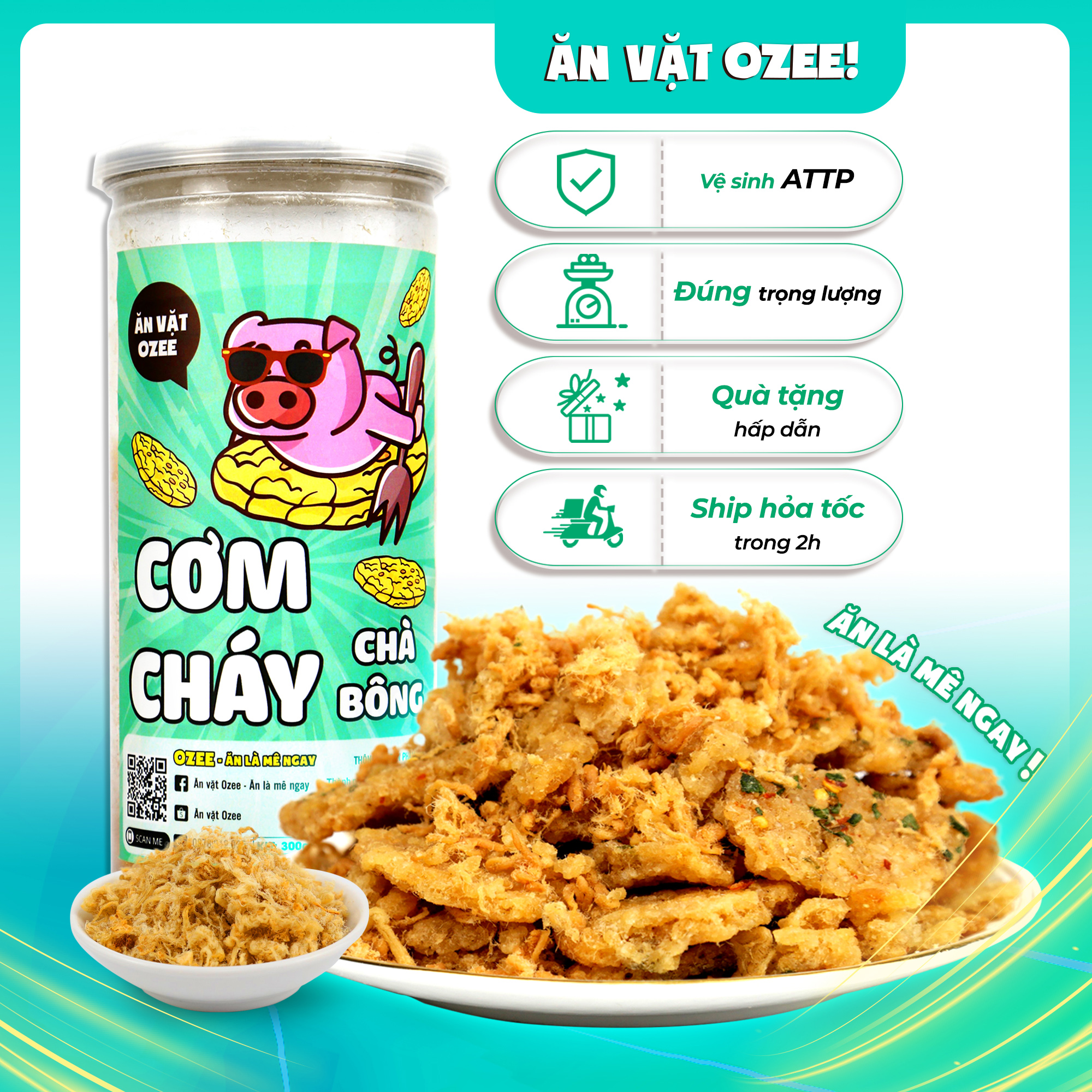 Cơm cháy chà bông Ozee 300g - Ăn là mê ngày