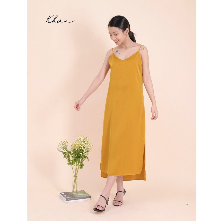 Đầm váy lụa hai dây KHÀN form suông dáng dài freesize phong cách Hàn Quốc