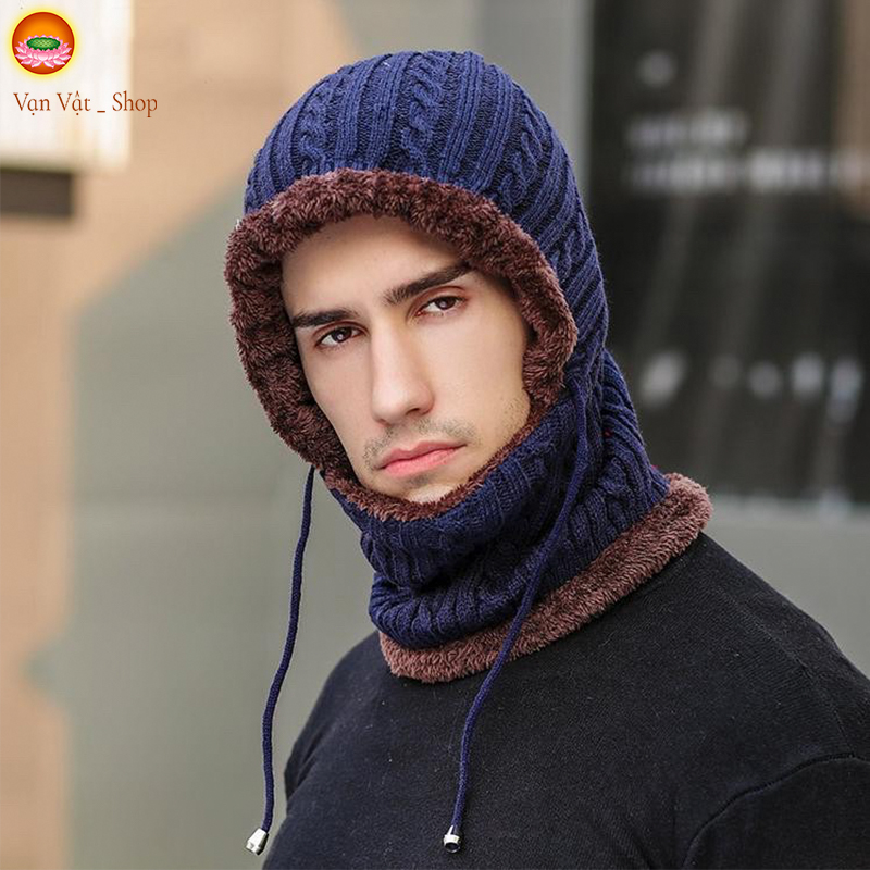 Mũ len, Nón len, Mũ len trùm đầu liên khăn cổ lót nỉ - mũ len phượt, mũ len mùa đông, mũ len ngày rét đậm siêu ấm cho nam và nữ