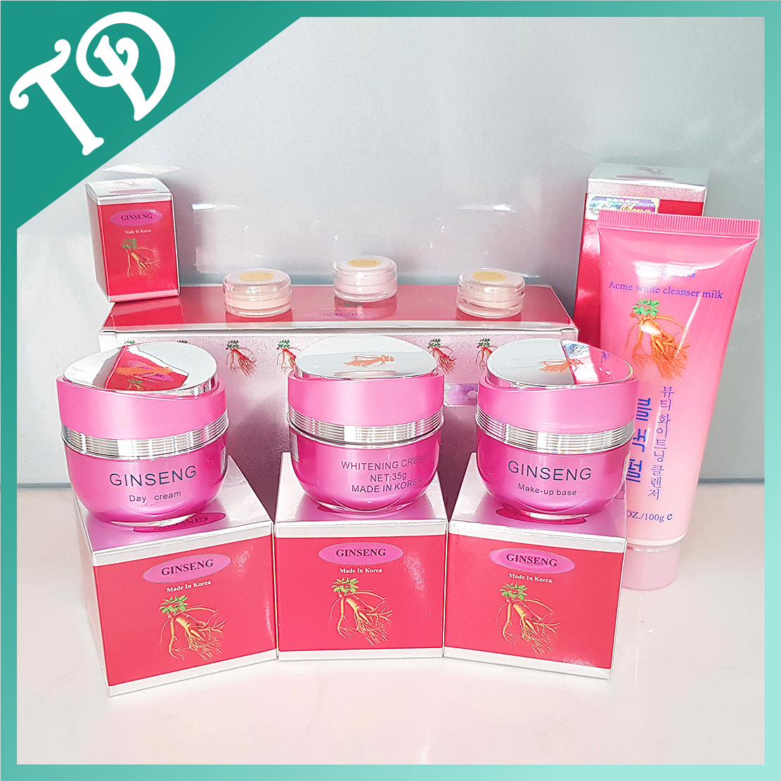 Bộ mỹ phẩm Ginseng, mỹ phẩm Ginseng nhân sâm Hàn Quốc giúp trị nám và dưỡng trắng da.