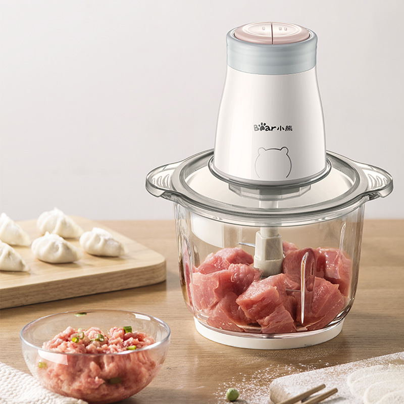 Máy xay thịt đa năng bear qsj b02q1 cối thủy tinh - hàng chính hãng - máy xay thịt 4 lưỡi siêu mạnh -dung tích 2l - công suất 300w - xay mọi thứ - máy xay cua - bảo hành uy tín