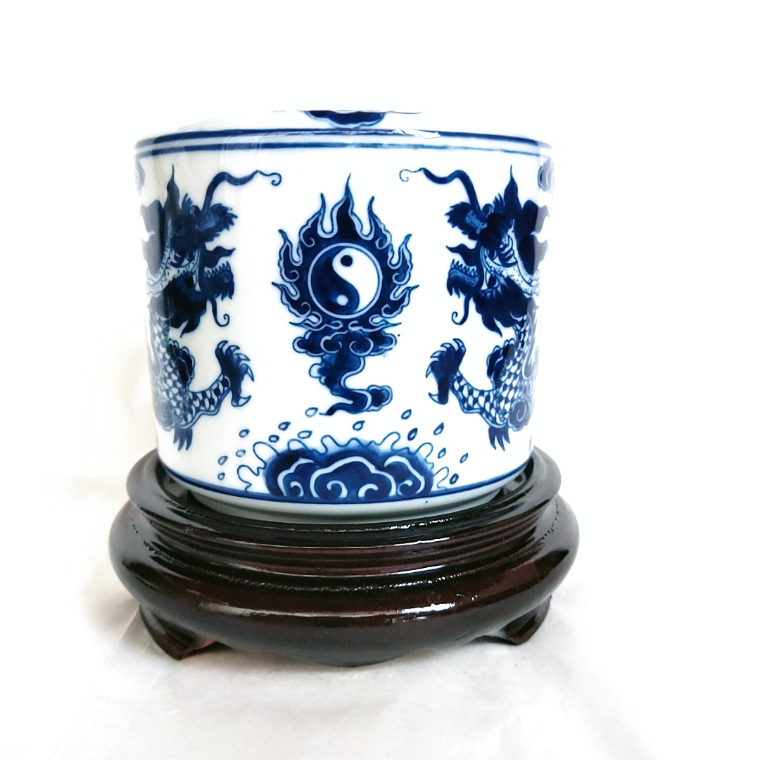 Shop Đa Ngành - Bát hương vẽ tay men lam có đế D12 cm - đồ thờ cao cấp Bát Tràng