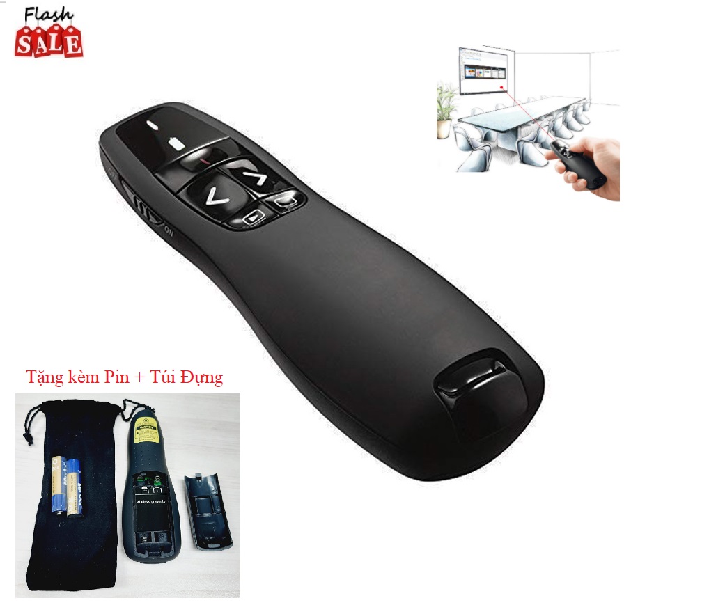 Bút Chỉ Trình Chiếu Slide PowerPoint Laser 2.4G model R400 Bút Chỉ Máy Chiếu Nhạy Độ Bền Cao- Hàng tốt Tặng kèm Pin
