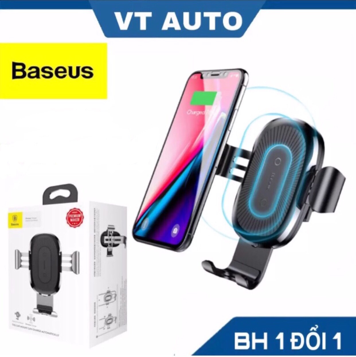 Giá đỡ điện thoại trên oto Baseus LV117 - giá đỡ kiêm sạc sự phòng không dây cho xe hơi ô tô - VT auto