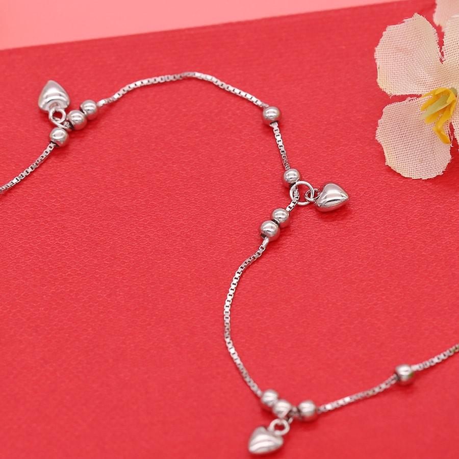 Lắc chân bạc nữ trái tim lc-1547 bảo ngọc jewelry