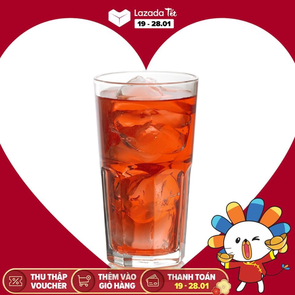 Bộ 12 ly cốc thủy tinh 8 góc cao 400ml camdaco glass ware pcd21003