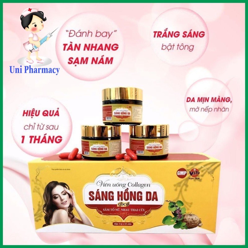 Viên uống sáng hồng da. Mờ nám, sáng da