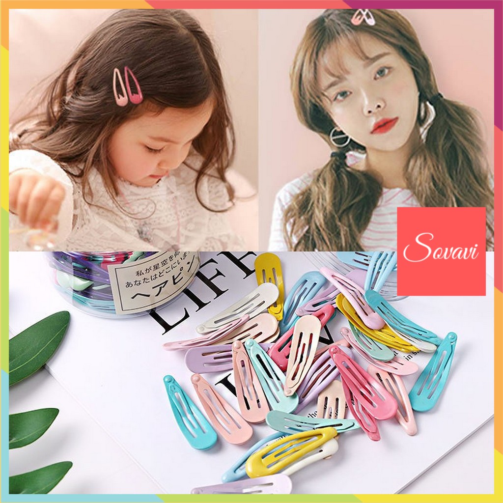 Kẹp tóc bấm màu trơn hình giọt nước mini nhiều màu hot trend - Phong cách Hàn Quốc T028