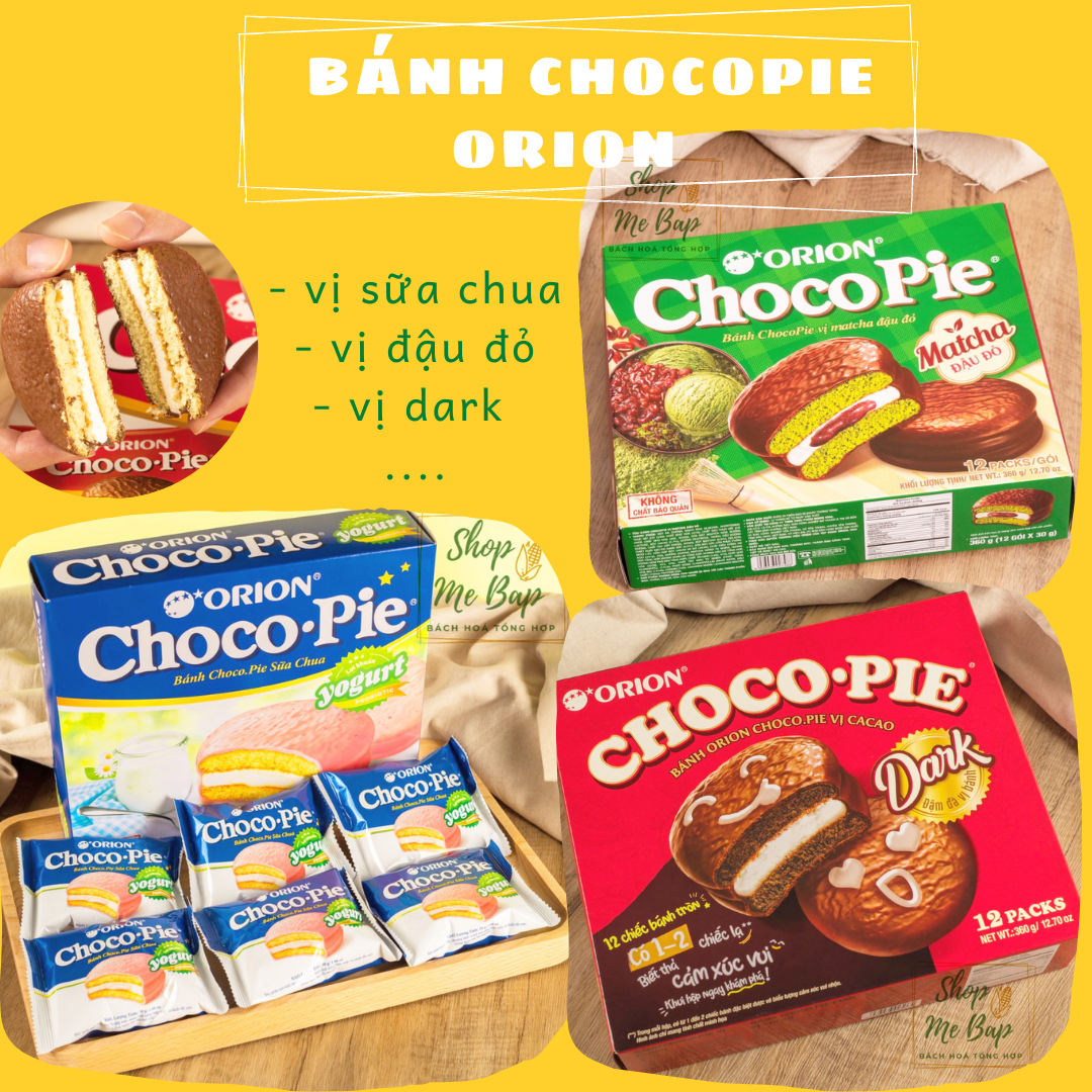 Hộp 12 Bánh Chocopie Orion Hàn Quốc - đủ vị ngọt nhẹ, ngọt thanh [Date 11/2022]