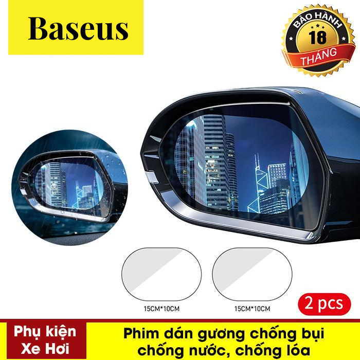 Bộ 2 miếng dán gương chiếu hậu ô tô chống lóa công nghệ nano trong suốt bảo bệ chống mờ do sương mù và mưa (15 x 10 cm )