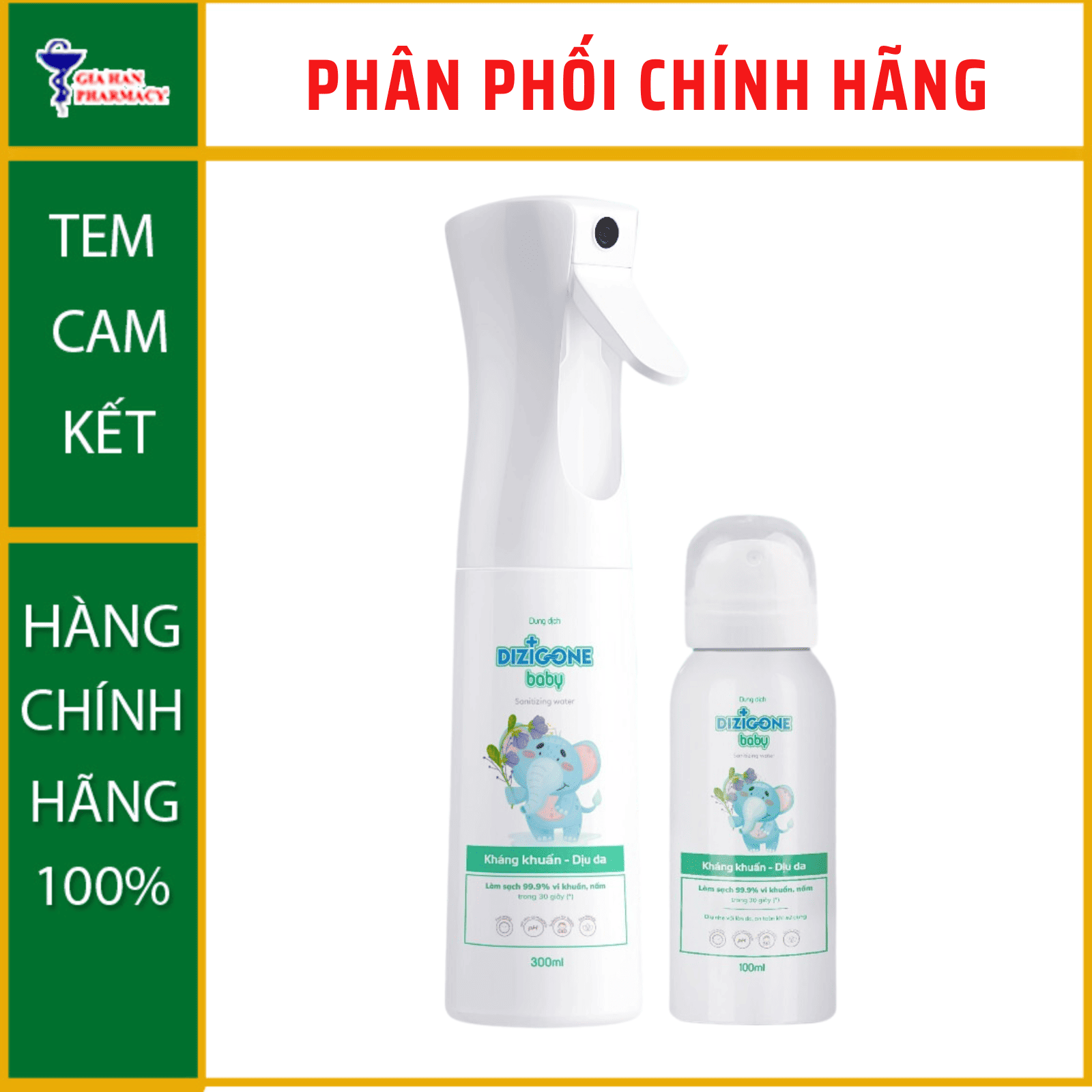 Dizigone Baby giúp phòng ngừa vi khuẩn trên làn da bé và môi trường xung quanh (Hộp 100ml / 300ml) - NT Gia Hân