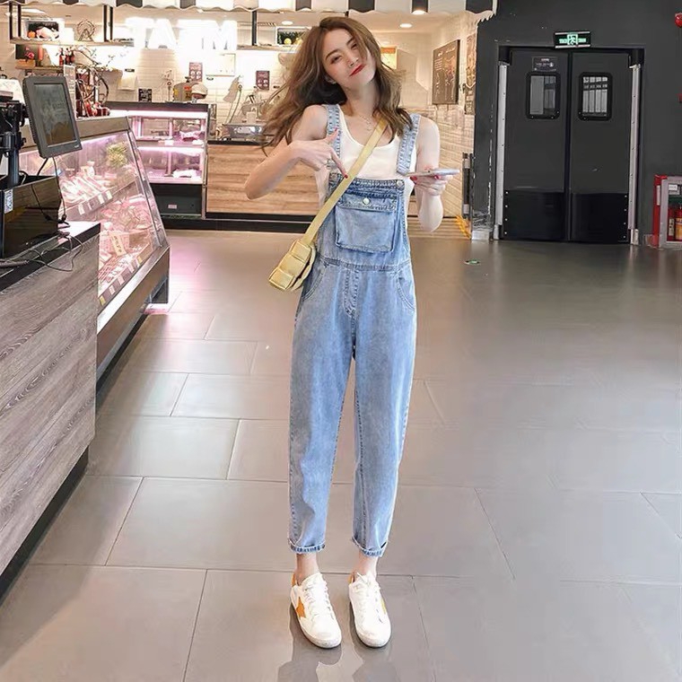 Quần yếm jean dài nữ , lưng cao,dây phối kiểu mới,( size : S,M, L)  siêu hót thời trang PINKY79SHOP d0600