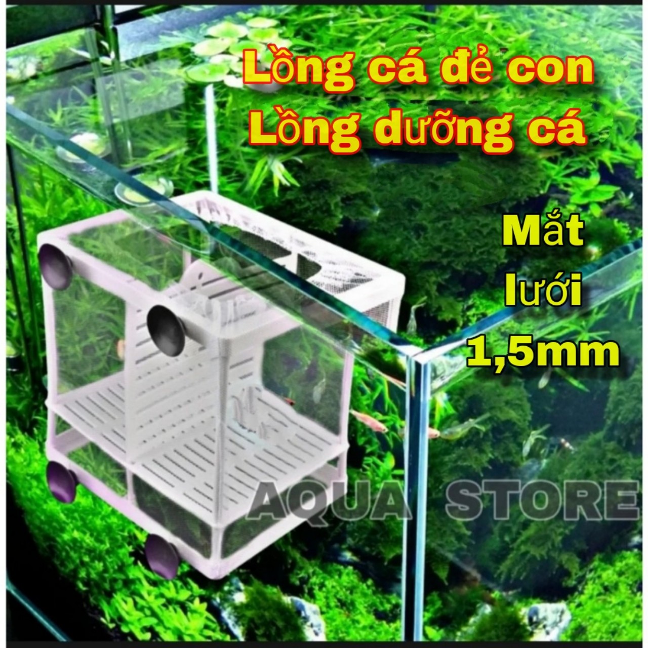 Lồng Cá đẻ, dưỡng cá mắt lưới 1,5mm có Vách ngăn, lồng dưỡng Cá Tép lưới vải có vách ngăn