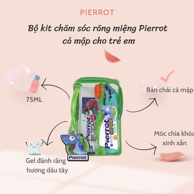 Bộ kit chăm sóc răng miệng pierrot cá mập cho trẻ em