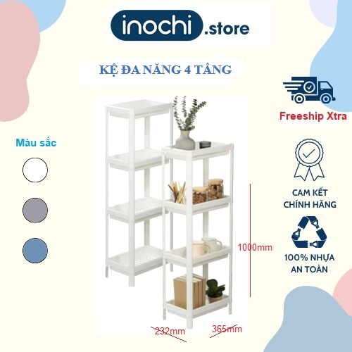 Kệ nhựa Đa Năng 4 Tầng Inochi Nhựa Đựng Gia Vị Nhà Bếp nhà tắm  thông minh Cao Cấp [inochi.store]