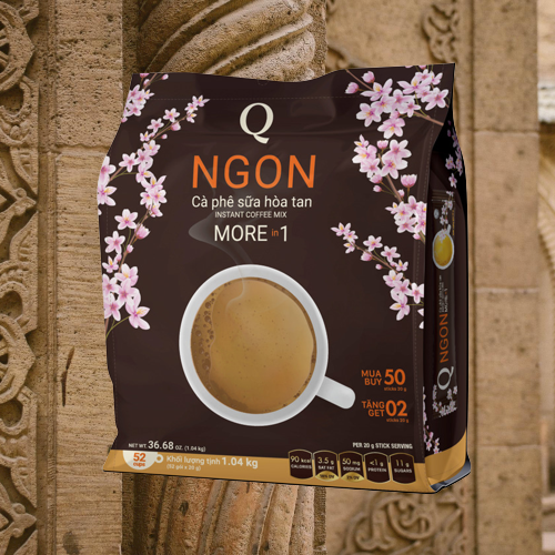 Cafe hòa tan Ngon 3 in 1, Size lớn đậm chất cafe.