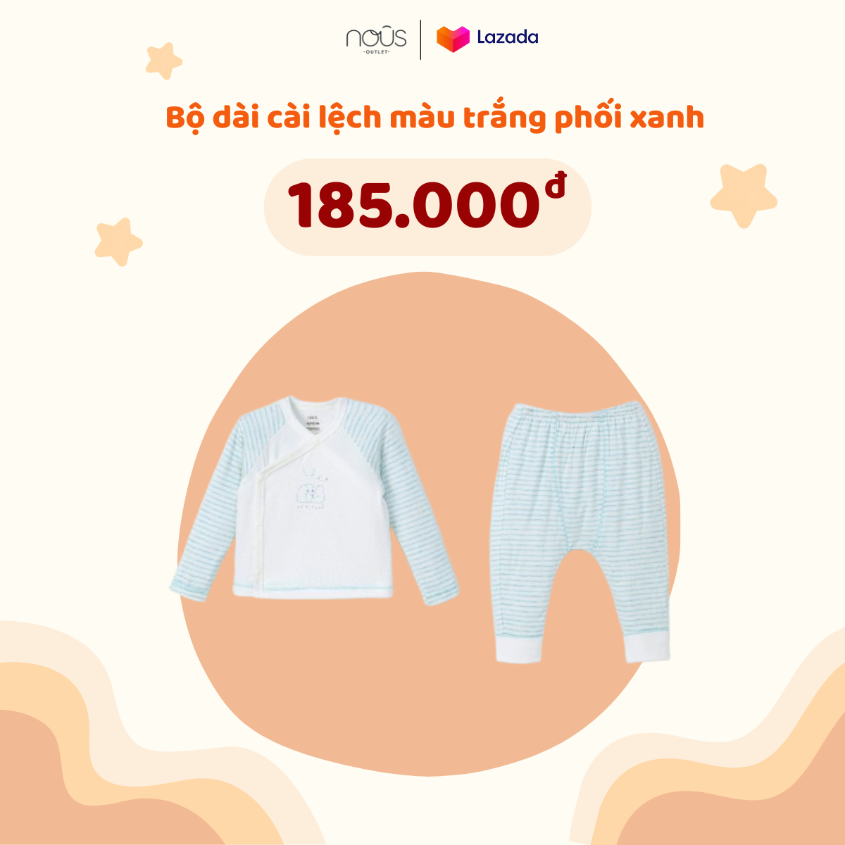 Bộ cài lệch Newborn cho bé sơ sinh chất liệu mềm mại, êm ái cho bé