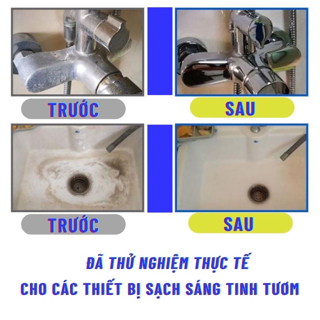 Chai xịt tẩy cặn canxi trên bồn rửa sứ, vòi rửa inox, vách kính, gạch men nhà tắm siêu sạch fansen chai 500ml