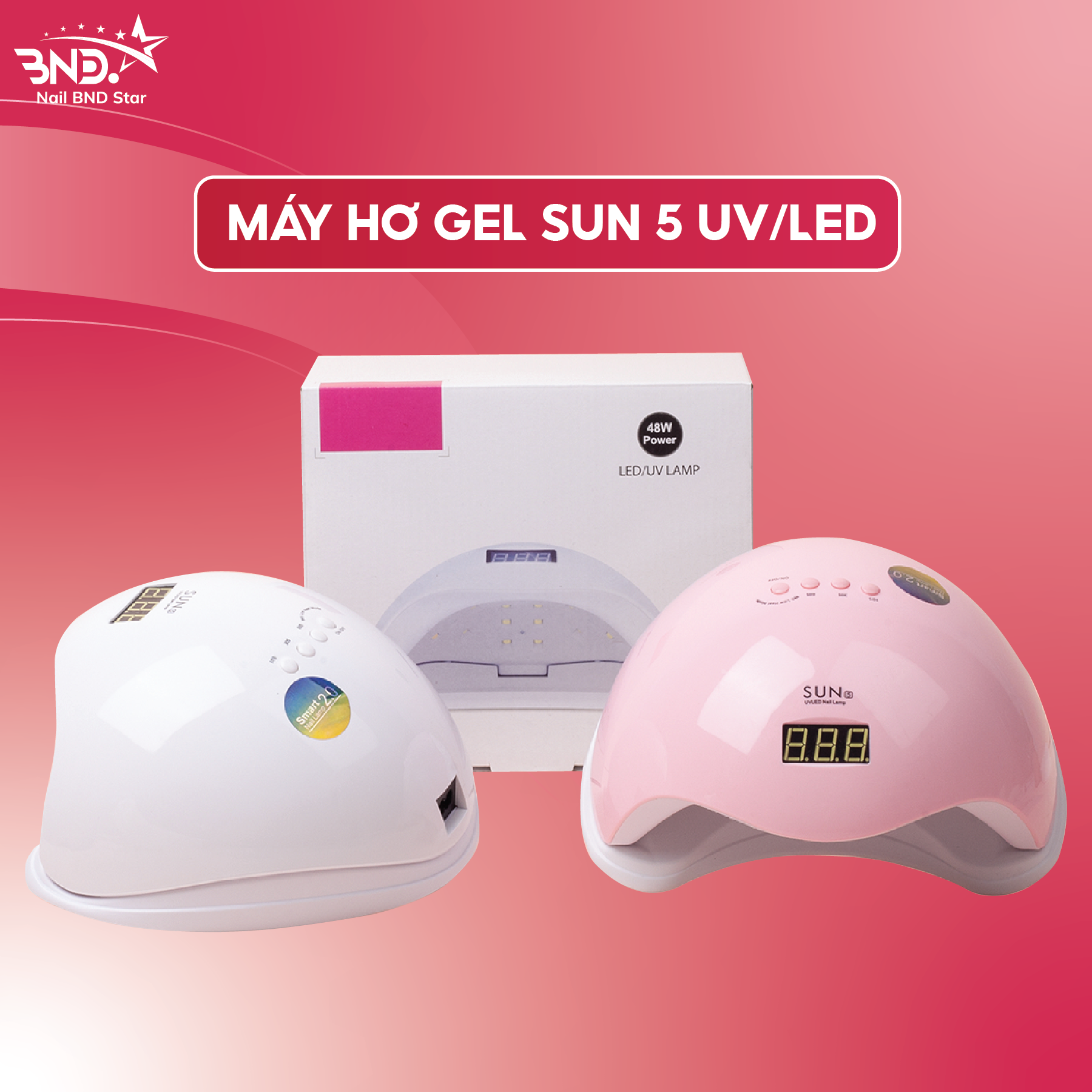  Máy hơ gel SUN 5 UV LED tem xanh 48W 24 bóng đèn - Máy hơ móng mini dành cho học viên thực hành nail NailBND 