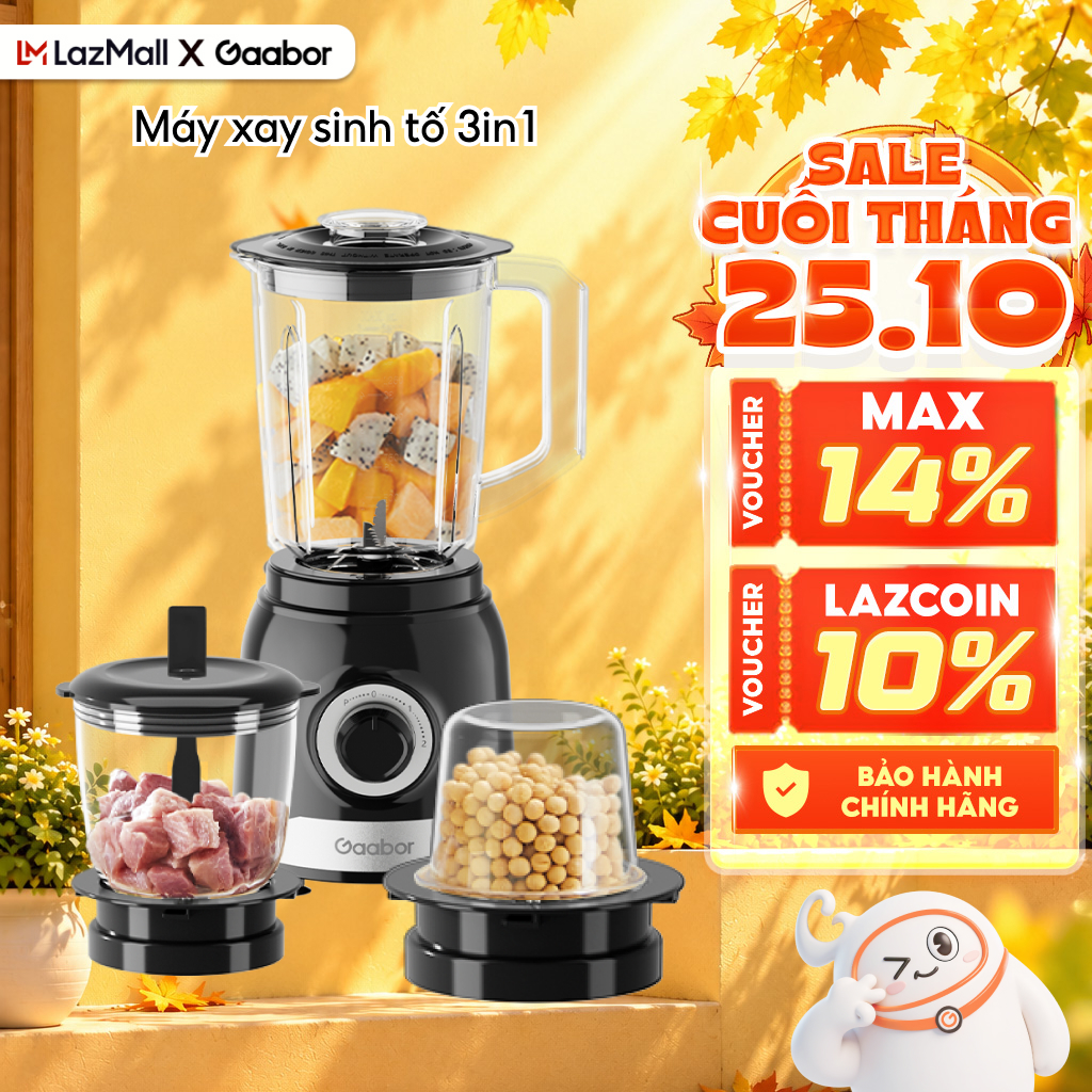 Máy xay sinh tố đa năng Gaabor JM-16M02A 3in1 xay thịt gia vị xay sinh tố - Bảo hành 12 tháng 1 đổi 1