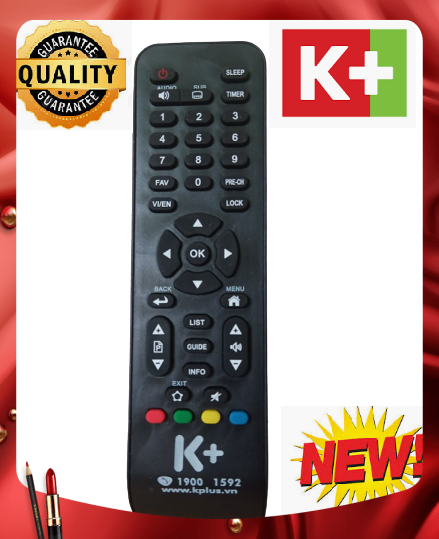 Remote Điều khiển từ xa đầu truyền hình K+Plus. Hàng chính hãng,chất lượng tốt -Mới 100%,tặng kèm PIN