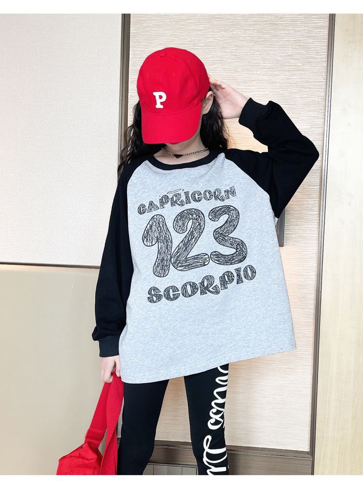 18-52kg Áo thun, áo cotton dài tay dày dặn stype hàn quốc cao cấp cho bé gái in 123