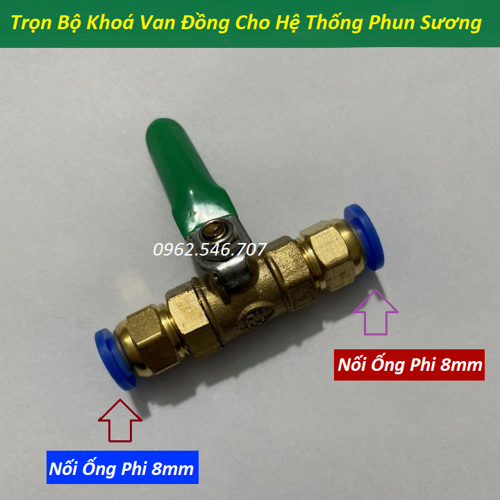 Van khoá ống 8mm chất liệu Đồng Thau