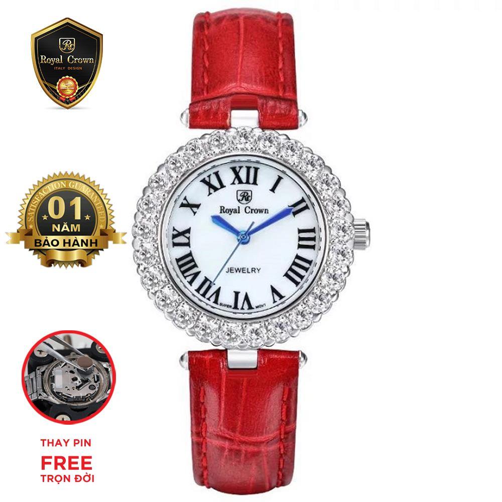 Đồng hồ nữ chính hãng Royal Crown Italy 6305 dây da đỏ