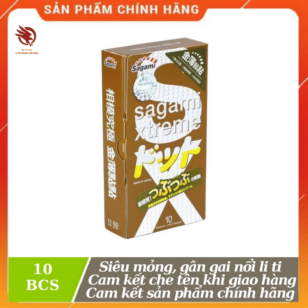 [ CHÍNH HÃNG ] - Bao cao su  Sagami Xtreme Feel Up , siêu mỏng, có gân gai tăng kích thích khoái cảm tột độ - Hộp 10 cái