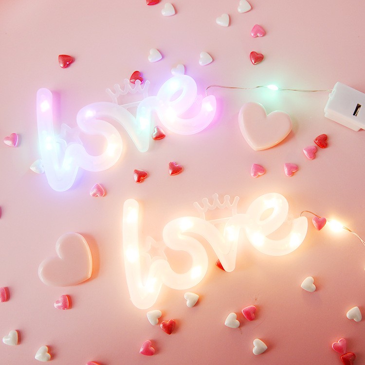 【HOT ✨✨】Đèn LED Trang Trí Hình Chữ LOVE Chớp Nháy TrangTrí Bánh Kem,Bó Hoa, Hộp Quà Sinh Nhật Nhỏ Gọn Đầy Màu Sắc Sunmet