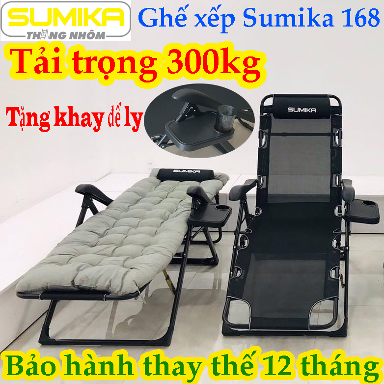 Ghế xếp thư giãn Sumika SK168 (Có thể ngã thành giường) Có thể gấp gọn linh động, tiết kiệm không gian cất giữ.