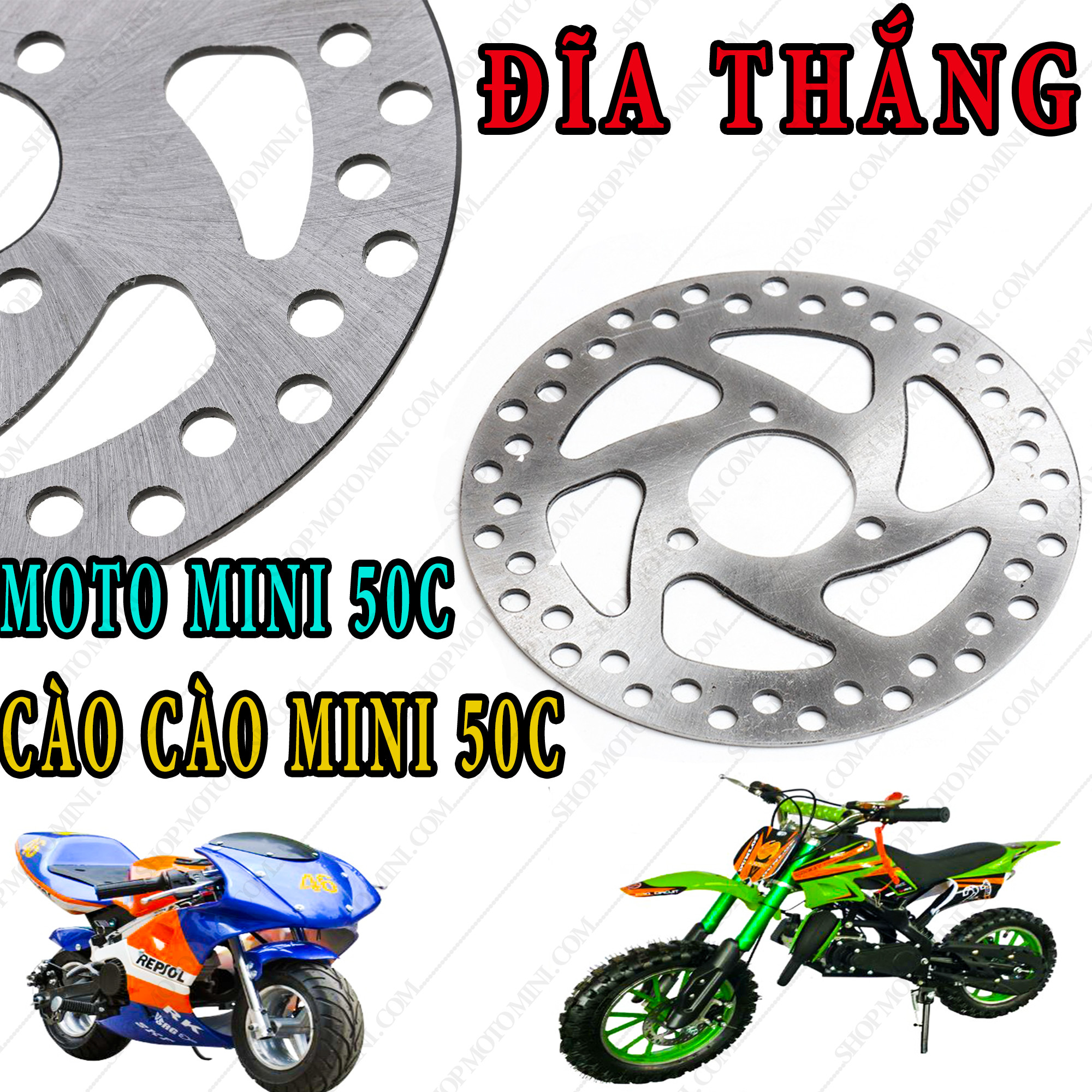 Đĩa thắng phanh xe moto mini 50cc | Phụ tùng đĩa thắng trước | dĩa thắng sau cào cào mini 49cc | xe máy cắt cỏ