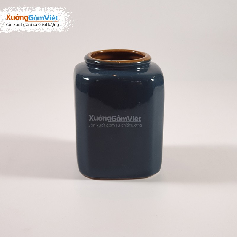 Lu trà sữa,lu sinh tố bằng gốm Bát Tràng cao cấp ,dung tích 400ml màu xanh COBAN - XƯỞNG GỐM VIỆT