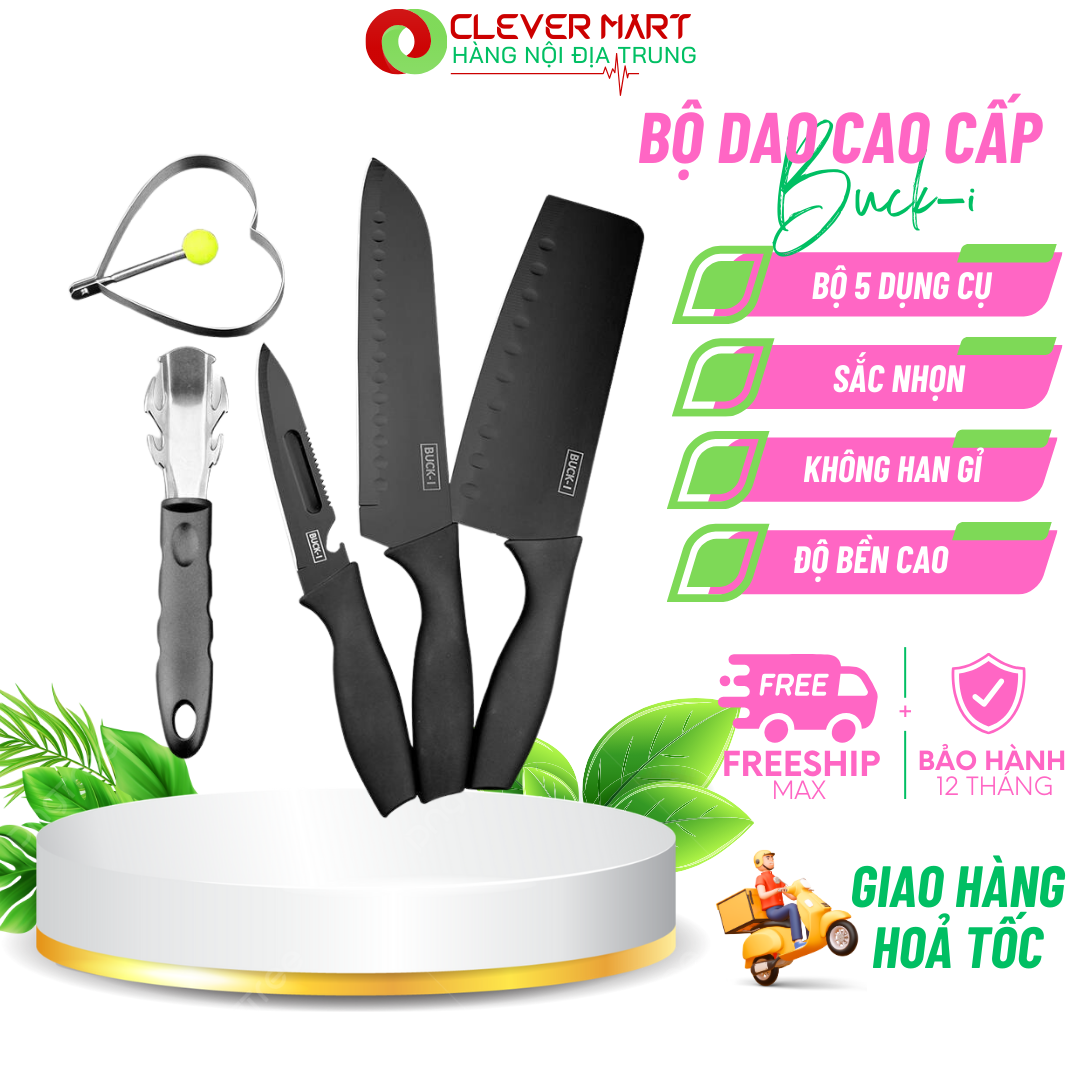 (HÀNG XẢ) Bộ Dao 5 Món Làm Bếp Đa Năng Nhật Bản Thiết Kế Sang Trọng Thép Hợp Kim Chống Rỉ Tiện Lợi