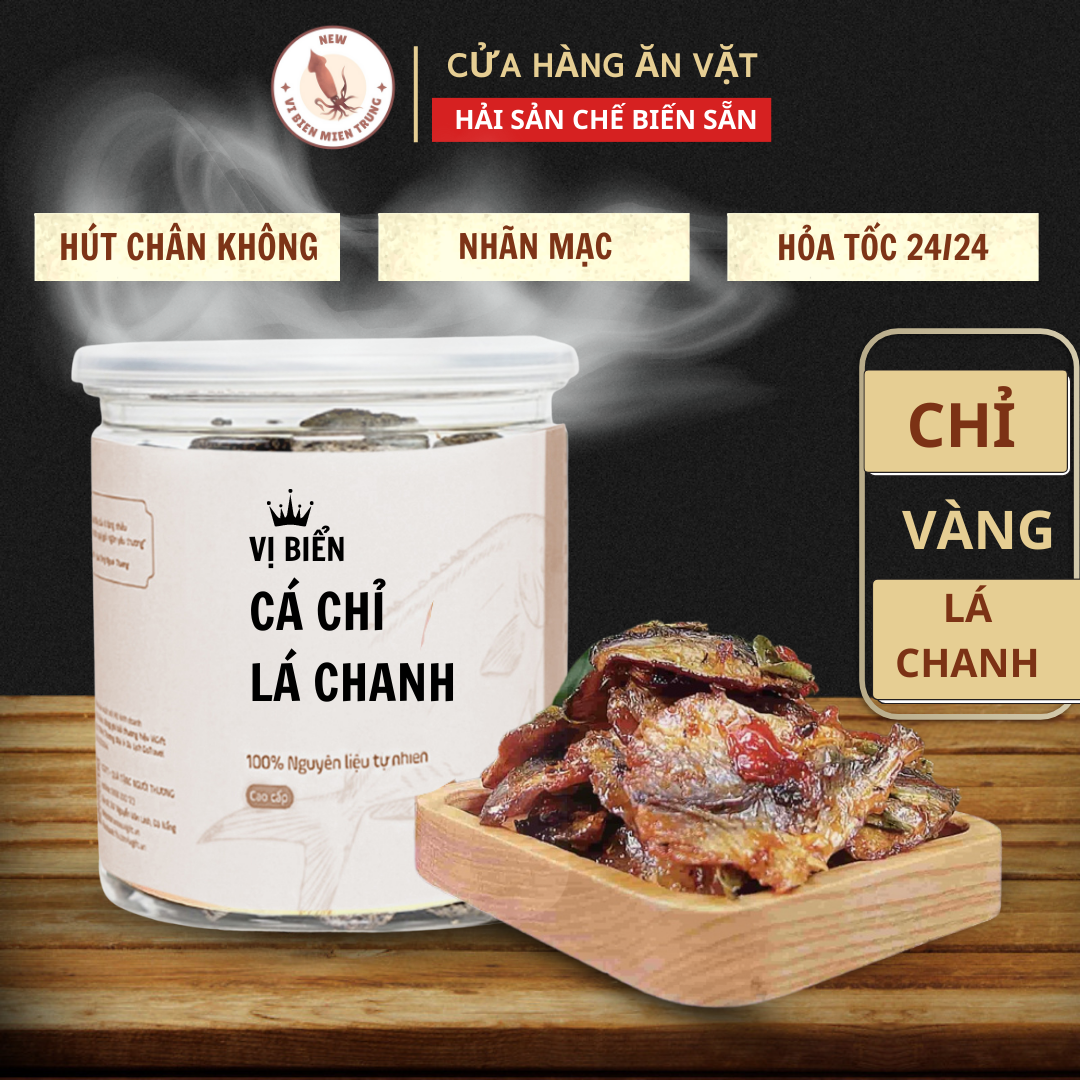 Cá chỉ vàng lá chanh, khô cá chỉ vàng tẩm gia vị Vị Biển Miền Trung 150gr, cá chỉ vàng khô tẩm vị, cá chỉ vàng rim, cá khô chỉ vàng, cá chỉ vàng ăn liền loại 1 chuẩn vị biển