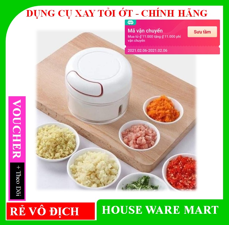[SIÊU XẢ KHO FREESHIP 11K  ] Dụng cụ xay tỏi ớt cầm tay đa năng thế hệ mới, Xay tỏi ớt kéo tay mẫu mới Mini Food Chopper GD265- Hàng chính hãng