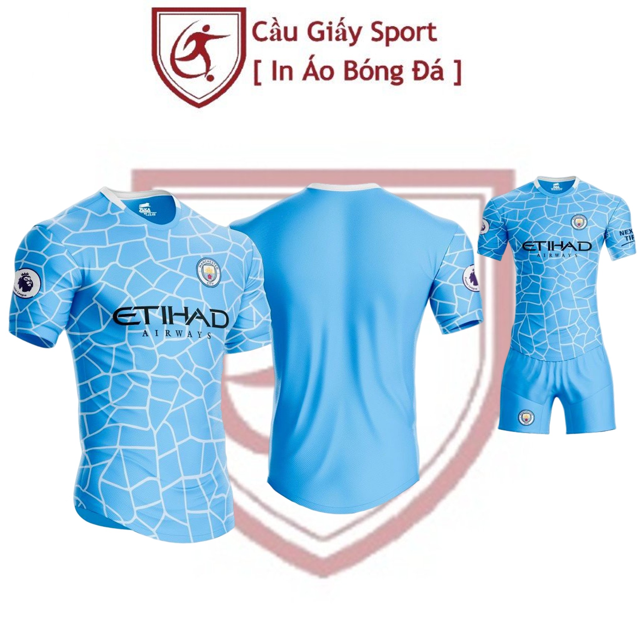 Áo bóng đá CLB Manchester City xanh biển - Vải Thun thái