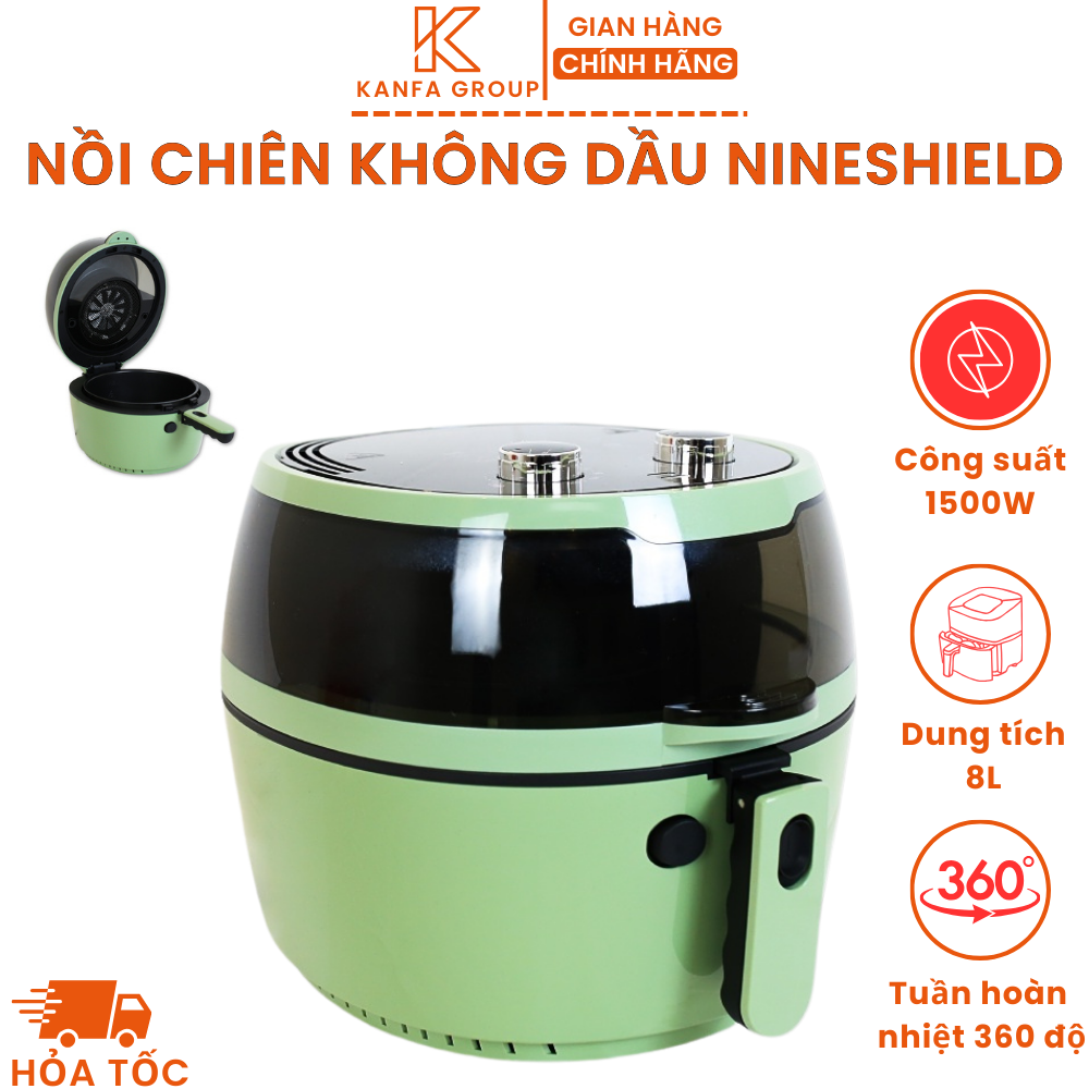 Nồi Chiên Không Dầu NineShield KB6001M - Nồi Chiên Không Dầu 8L, Nồi Chiên Gà Nguyên Con