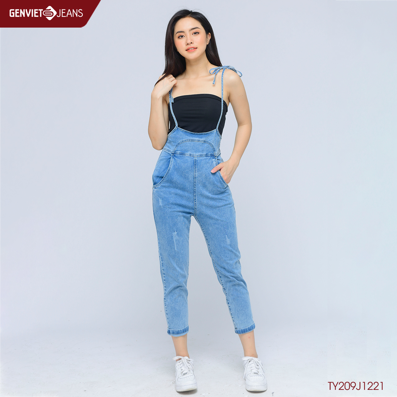 Quần yếm jeans nữ ty209j1221 genviet jeans